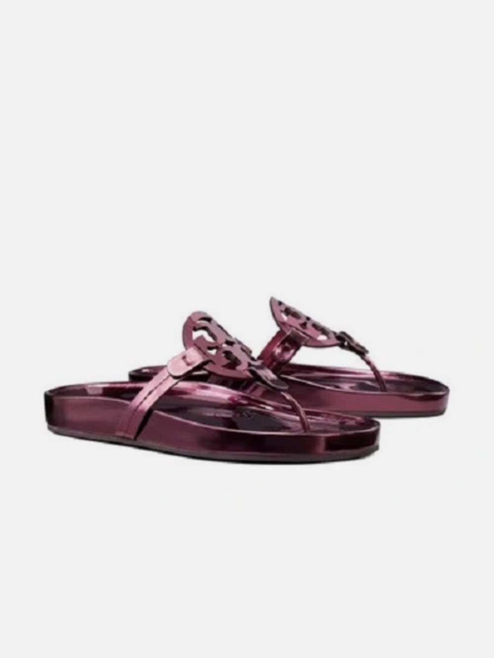 Tory Burch Glossy Miller Cloud Sandals in Merlot